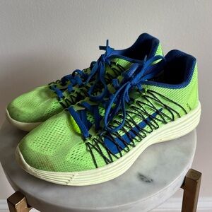 Nike Lunaron Flywire Shoe Gym Green Blue Fade Lightweight Run SZ US 6